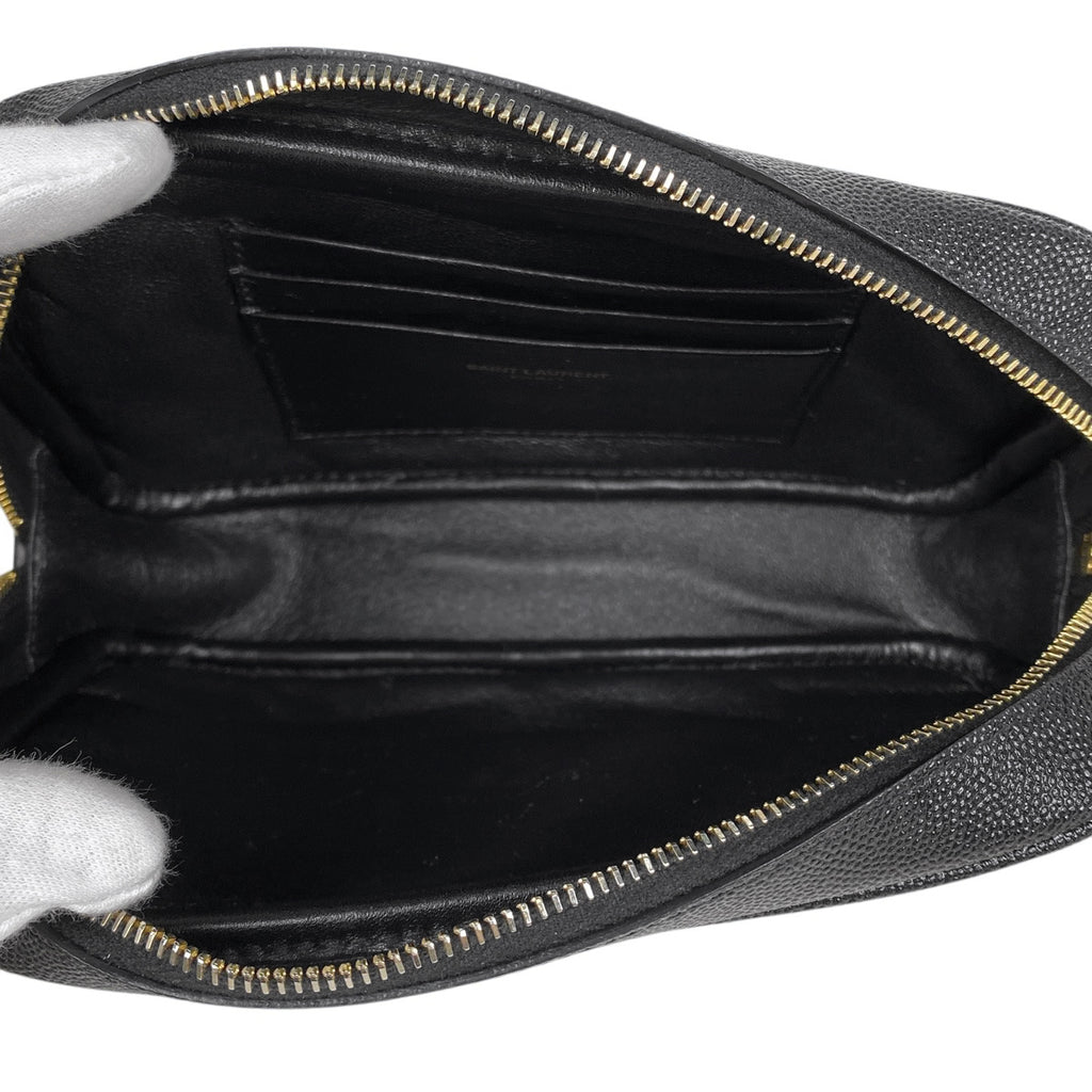 イヴ・サンローラン ルー ミニバッグ チェーン 斜め掛け フリンジ YSL ショルダーバッグ レザー ブラック 612579 レディース 【中古】 brbag