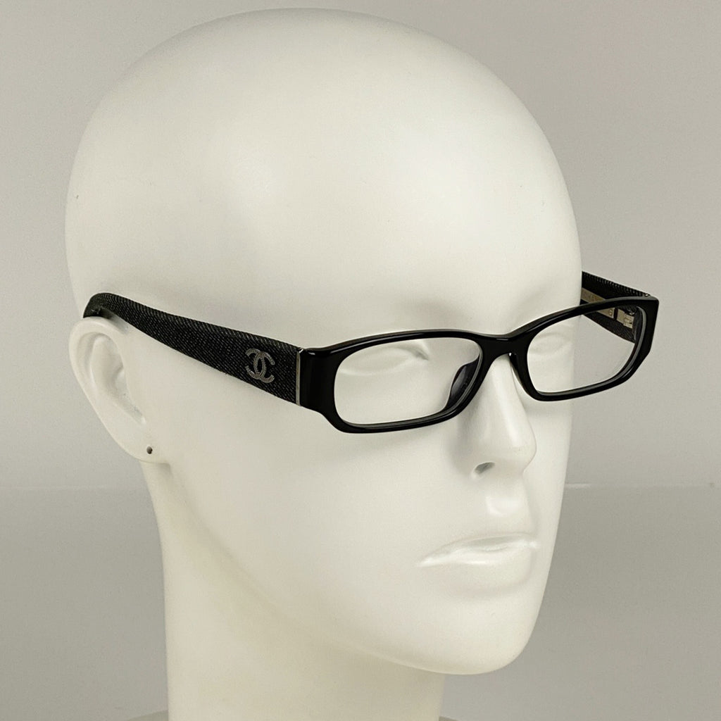 シャネル ココマーク メガネ アイウェア 眼鏡 プラスチック デニム ブラック 3169-A レディース 【中古】 
 ラッピング可