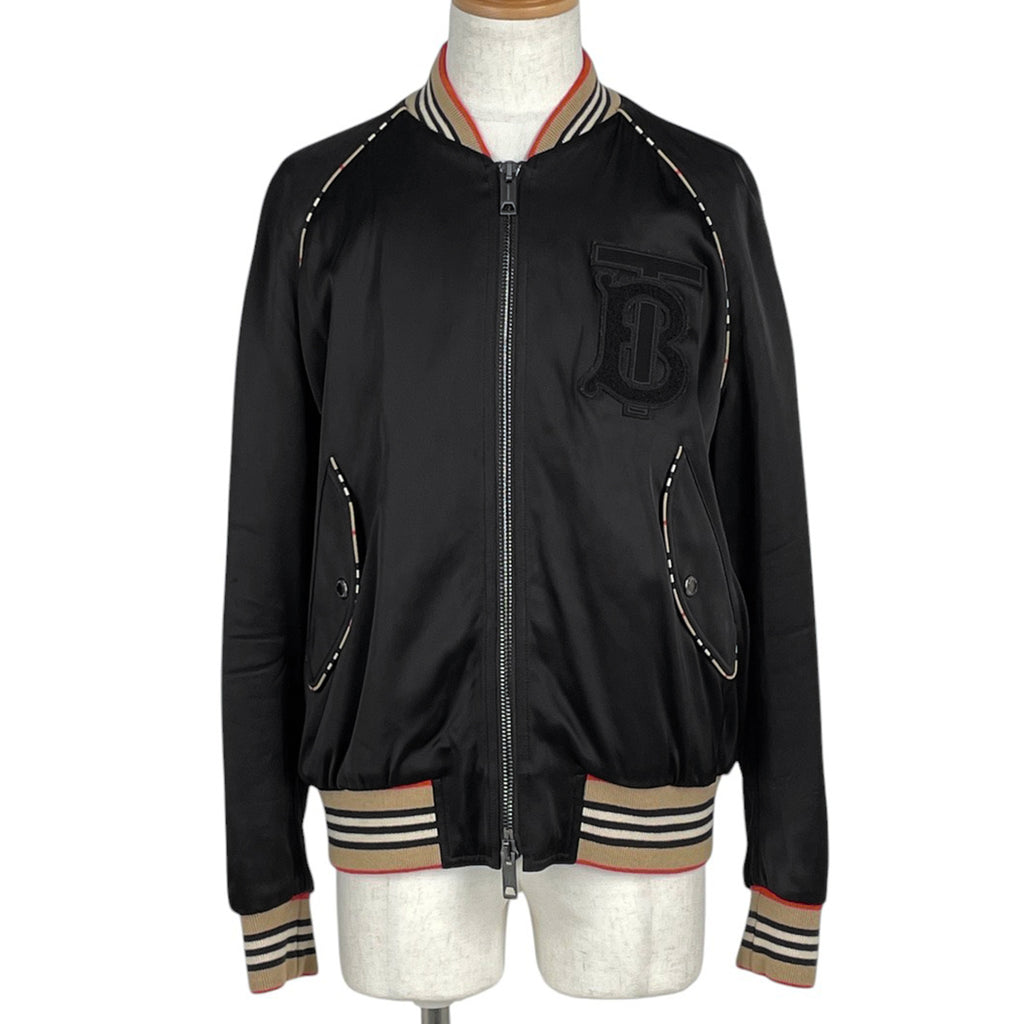 バーバリー ロゴワッペン ブルゾン ダブルジップ アウター ブルゾン レーヨン ブラック メンズ 【中古】 brapp