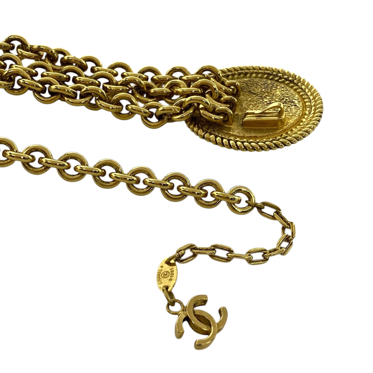 極美品　CHANEL グリポワ　グリポア　エナメル　ベルト　ココマーク バイセル公式】シャネル カラーストーン チェーン ベルト