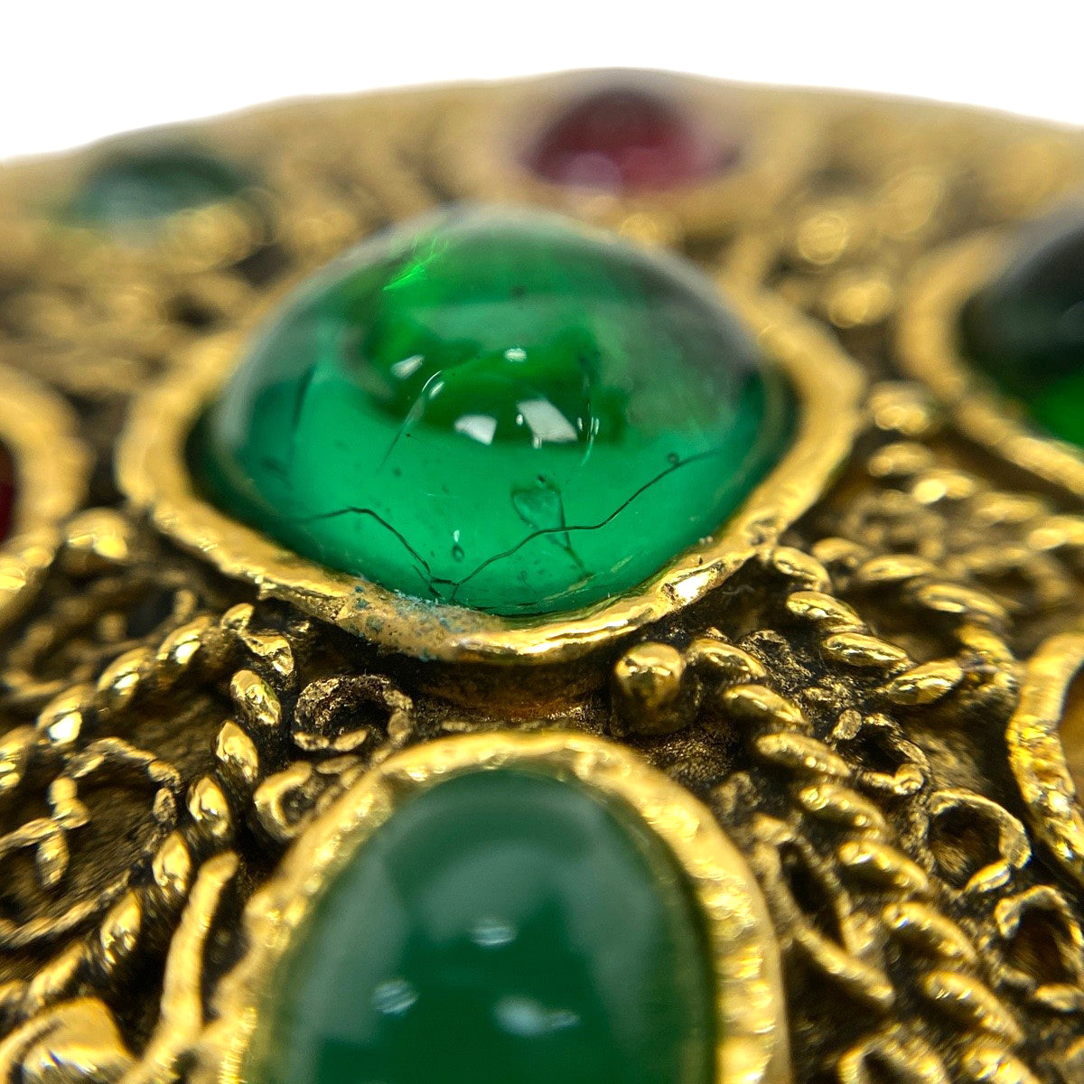 極美品　CHANEL グリポワ　グリポア　エナメル　ベルト　ココマーク バイセル公式】シャネル カラーストーン チェーン ベルト