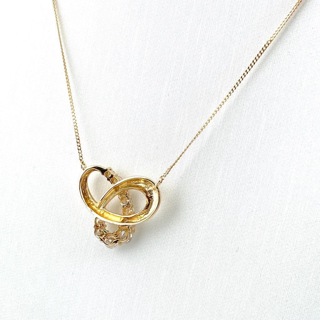 メレダイヤ デザインネックレス YG イエローゴールド ペンダント ネックレス K18 ダイヤモンド レディース 【中古】nbjwl
