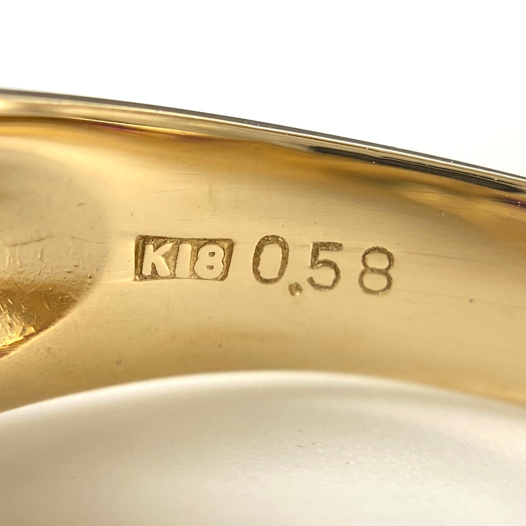 ルビー デザインリング YG イエローゴールド 指輪 メレダイヤ リング 12.5号 K18 ルビー ダイヤモンド レディース 【中古】nbjwl