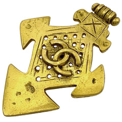 シャネル ココマーク ブローチ ヴィンテージ クロス ブローチ GP ゴールド レディース 【中古】bracc