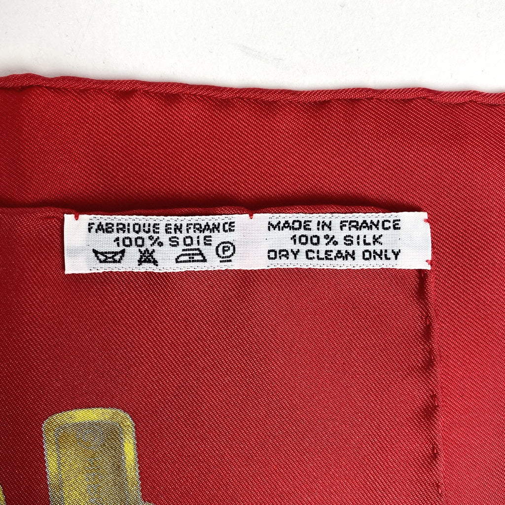 エルメス カレ90 ENVOL 飛翔 スカーフ シルク レッド マルチカラー レディース 【中古】brbag