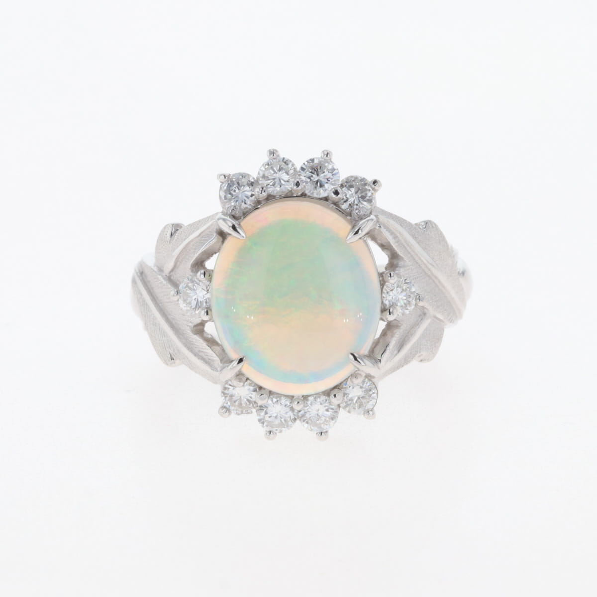 美麗　オパール　デザイン　ダイヤモンド　リング　指輪　pt900 D0.42 Mexican Opal Pt900メキシコオパール ダイヤモンドリング (NO