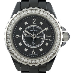 シャネル J12 ダイヤベゼル H2571 腕時計 セラミック ダイヤモンド クォーツ ブラック レディース 【中古】 
 ラッピング可