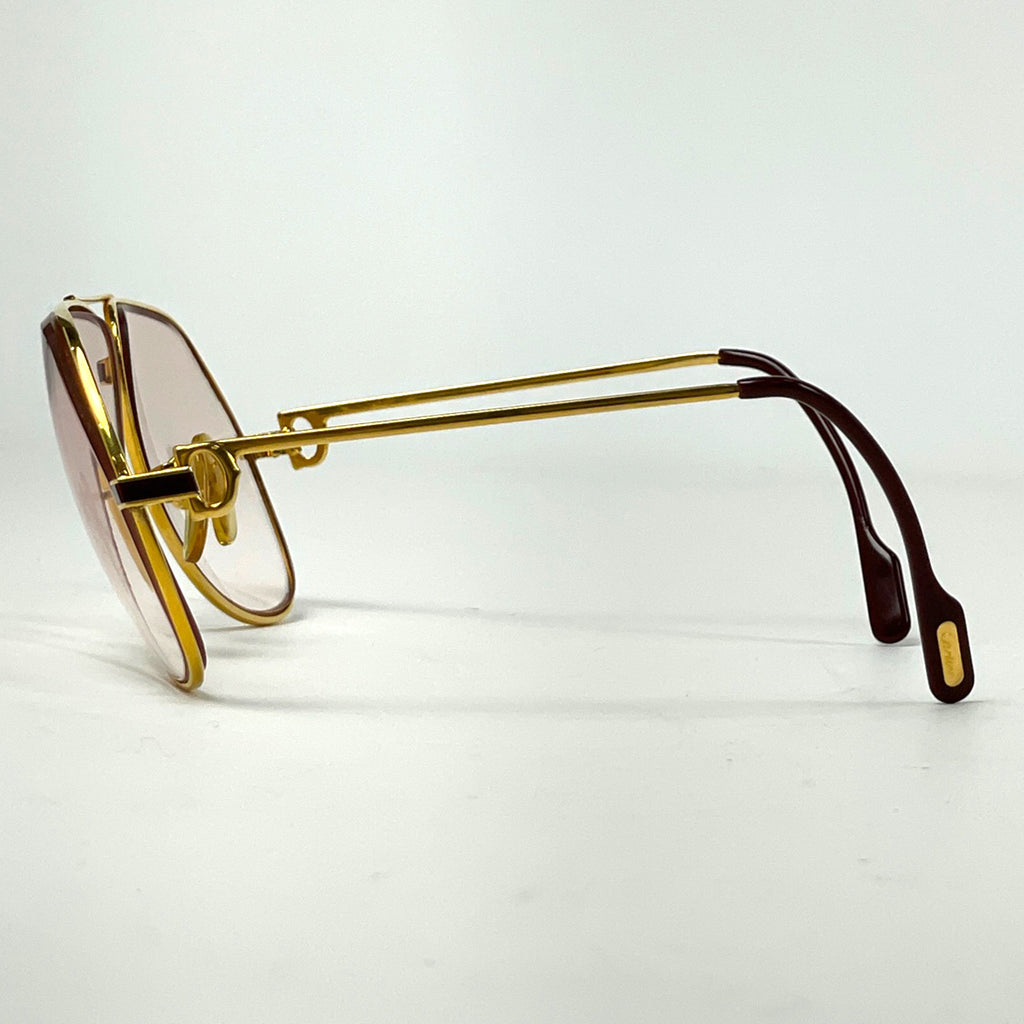 カルティエ ロゴ 眼鏡 サントス アイウェア カラーレンズ グラデーション 眼鏡 メタル ゴールド レディース 【中古】 
 ラッピング可