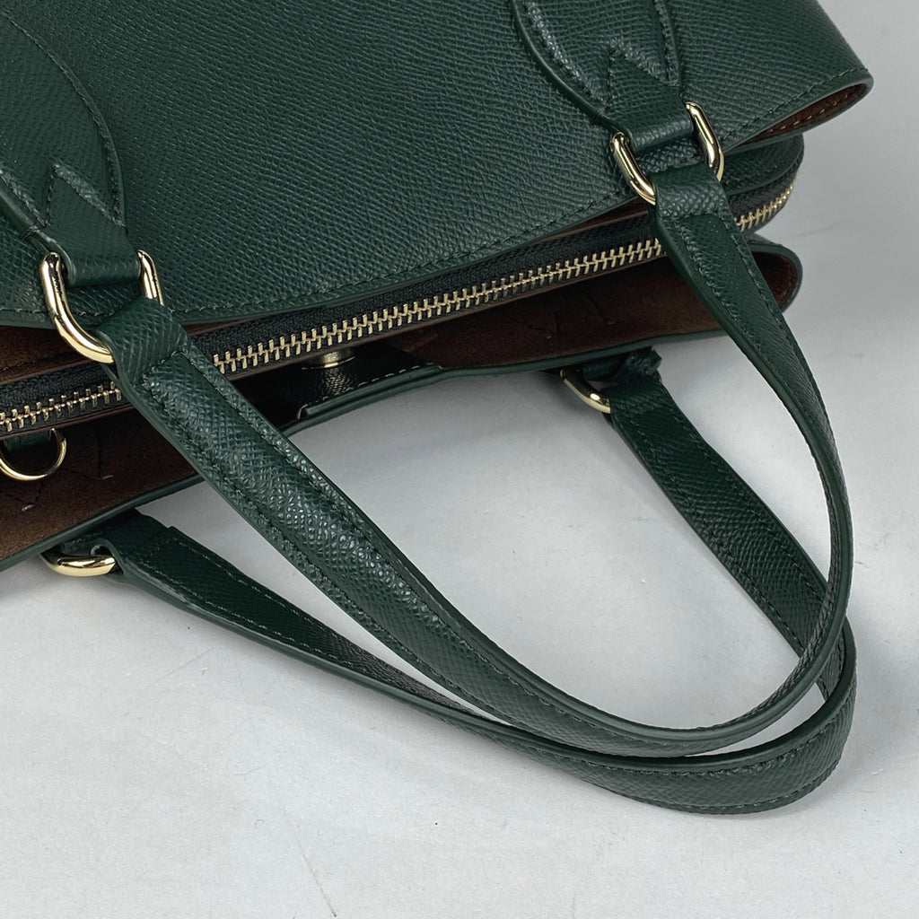 【在庫一掃】 フルラ ロゴ ハンドバッグ 2WAY ショルダーバッグ ハンドバッグ レザー グリーン レディース 【中古】brbag