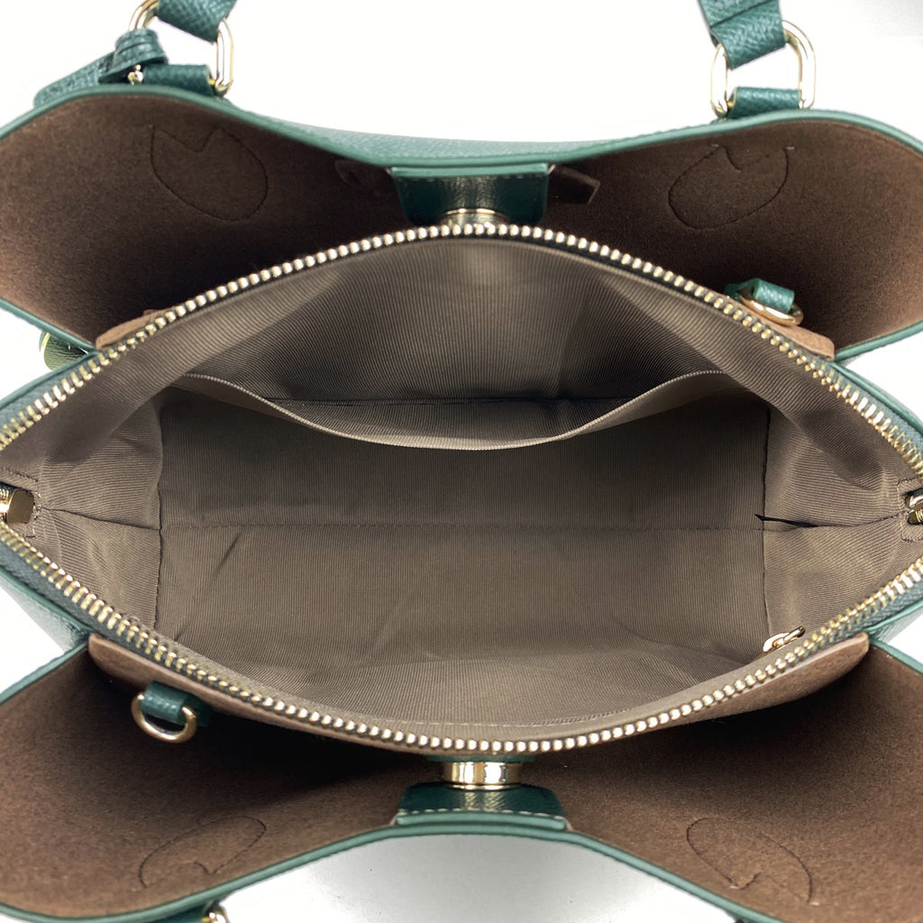 【在庫一掃】 フルラ ロゴ ハンドバッグ 2WAY ショルダーバッグ ハンドバッグ レザー グリーン レディース 【中古】brbag