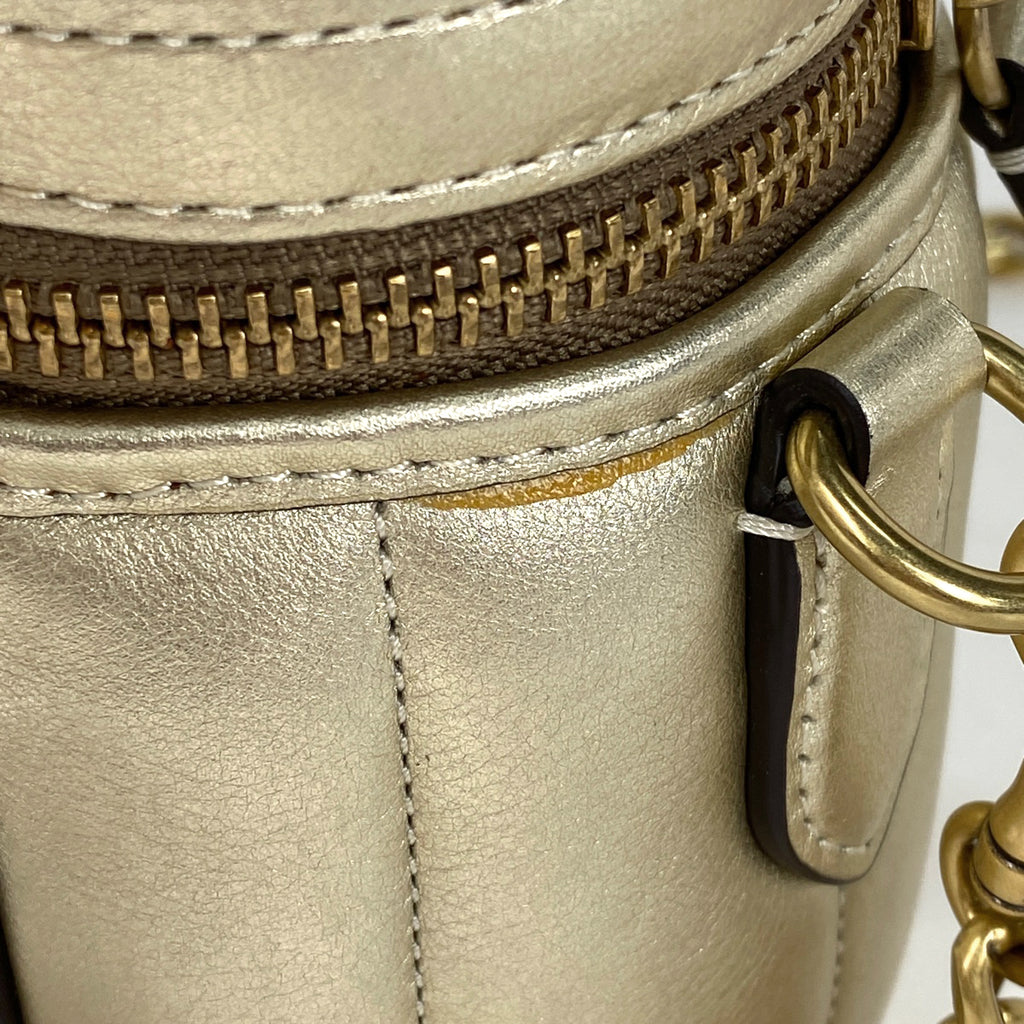 コーチ トレイル バッグ ウィズ キルティング 2WAY ショルダーバッグ バニティ ハンドバッグ レザー ゴールド C6347 レディース 【中古】brbag