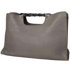 グッチ バンブー ハンドバッグ 2WAY ショルダーバッグ 竹 ハンドバッグ レザー グレー 370829 レディース 【中古】 brbag