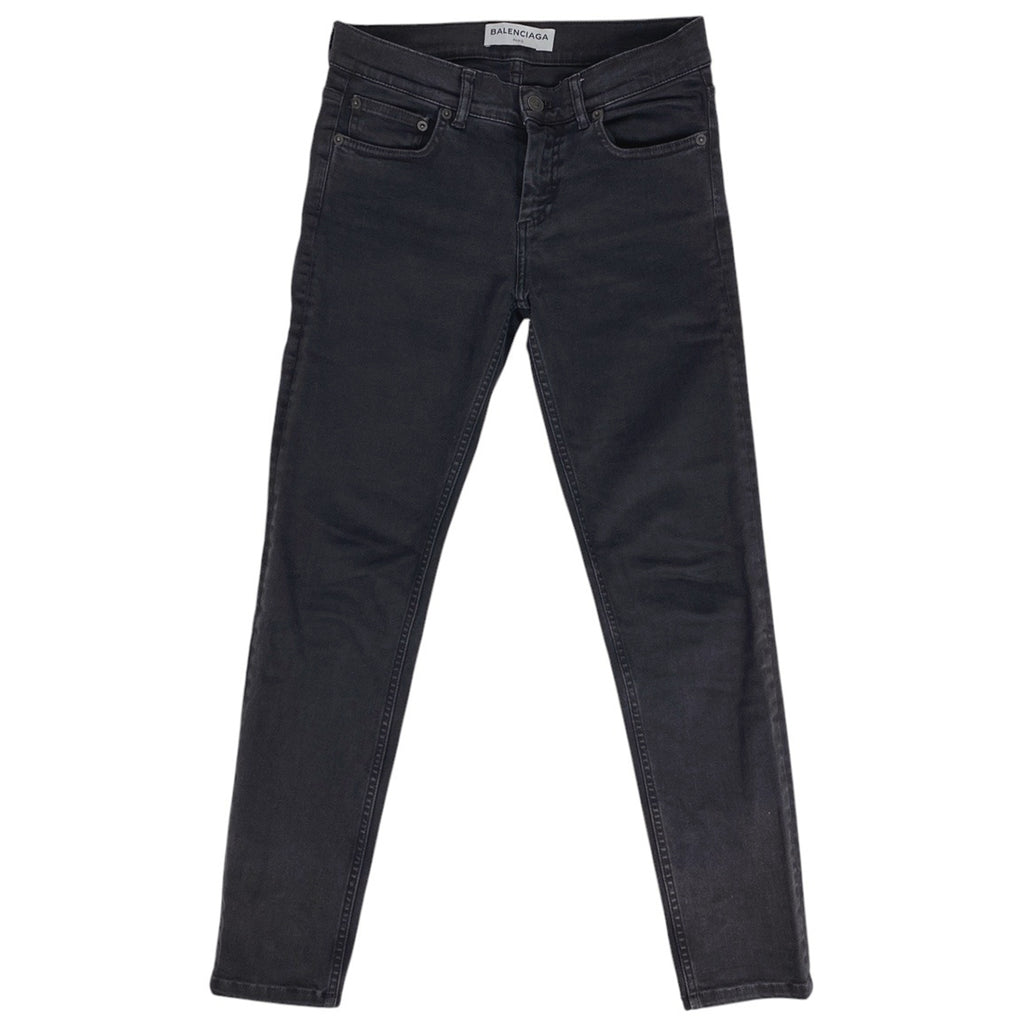 バレンシアガ ロゴボタン デニムパンツ ストレート ボトムス デニムパンツ 綿 ポリウレタン ブラック レディース 【中古】 brapp