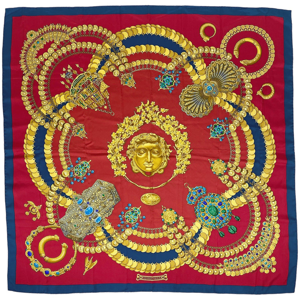 エルメス カレ 90 KOSMIMA 宇宙 スカーフ シルク レッド マルチカラー レディース 【中古】brbag