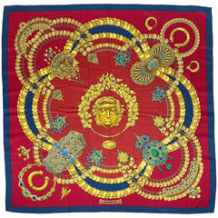 エルメス カレ 90 KOSMIMA 宇宙 スカーフ シルク レッド マルチカラー レディース 【中古】brbag