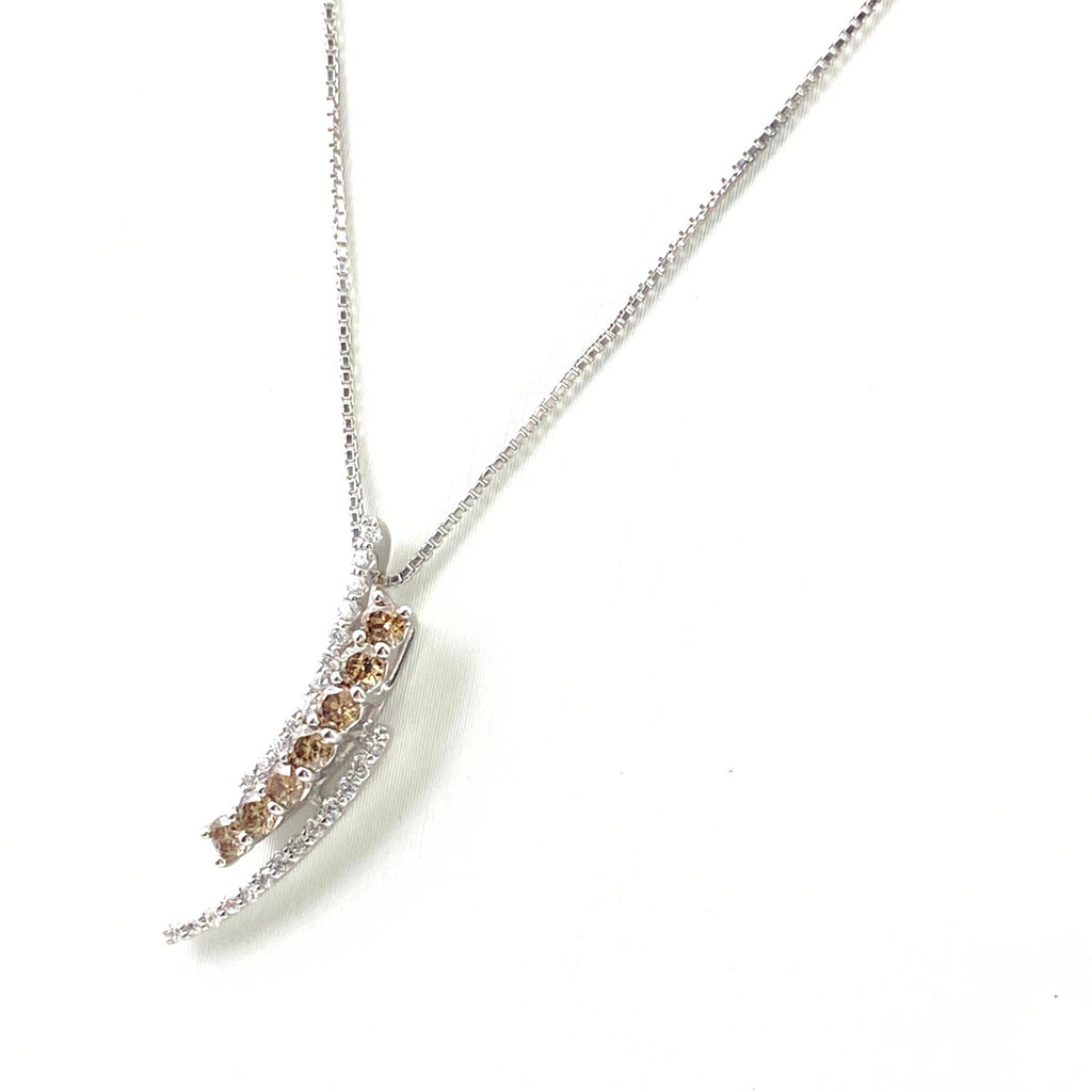 メレダイヤ デザインネックレス WG ホワイトゴールド ペンダント ネックレス K18 WG ダイヤモンド レディース 【中古】nbjwl