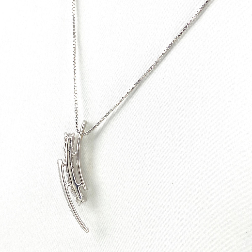 メレダイヤ デザインネックレス WG ホワイトゴールド ペンダント ネックレス K18 WG ダイヤモンド レディース 【中古】nbjwl