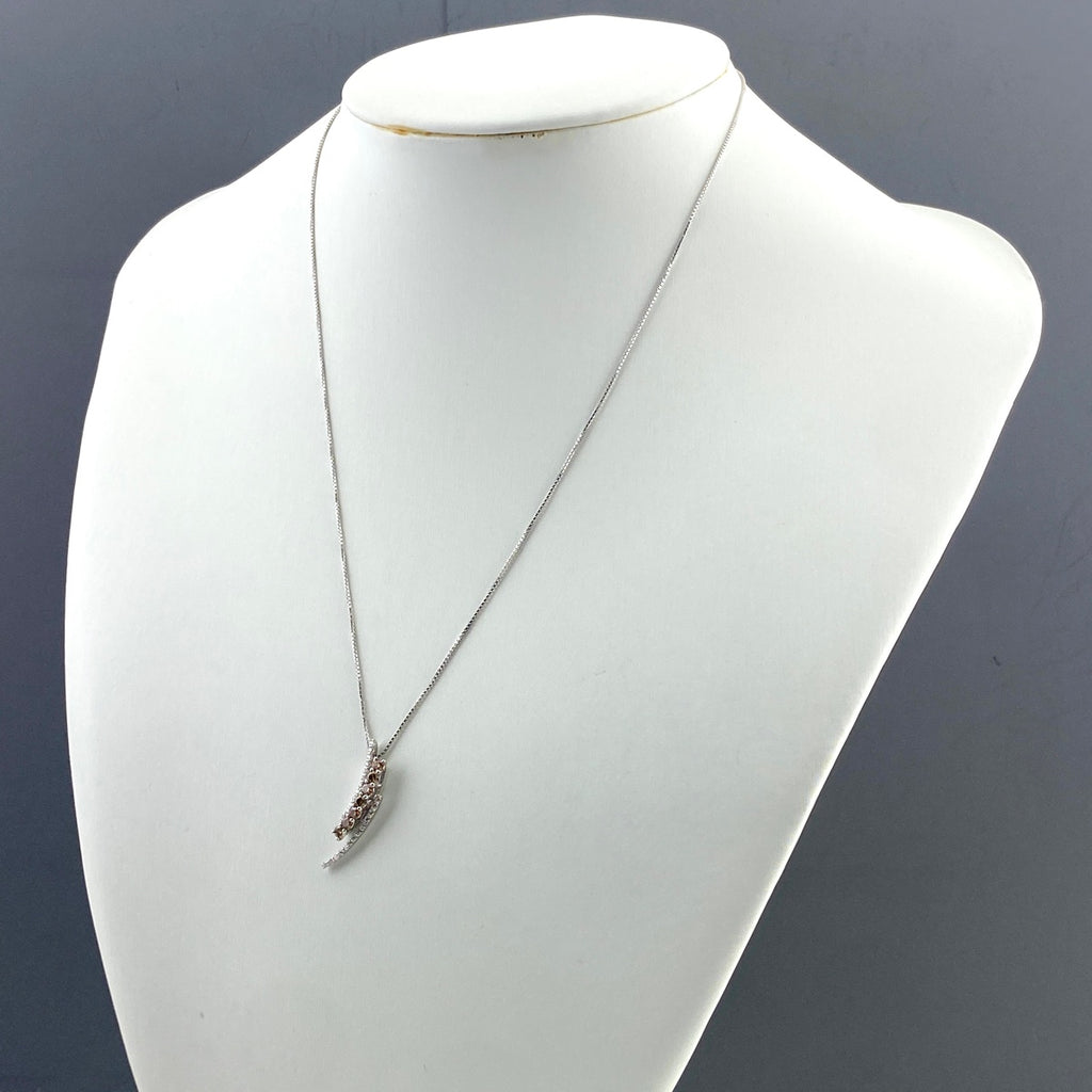 メレダイヤ デザインネックレス WG ホワイトゴールド ペンダント ネックレス K18 WG ダイヤモンド レディース 【中古】nbjwl