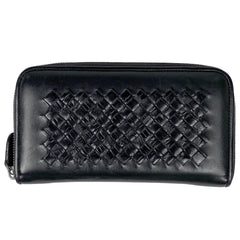 ボッテガヴェネタ イントレチャート ラウンドファスナー 長財布 ラウンドジップ 長財布 レザー ブラック レディース 【中古】 brbag