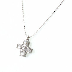 クロスモチーフ デザインネックレス WG ホワイトゴールド ペンダント メレダイヤ ネックレス K18 WG 750 レディース 【中古】nbjwl
