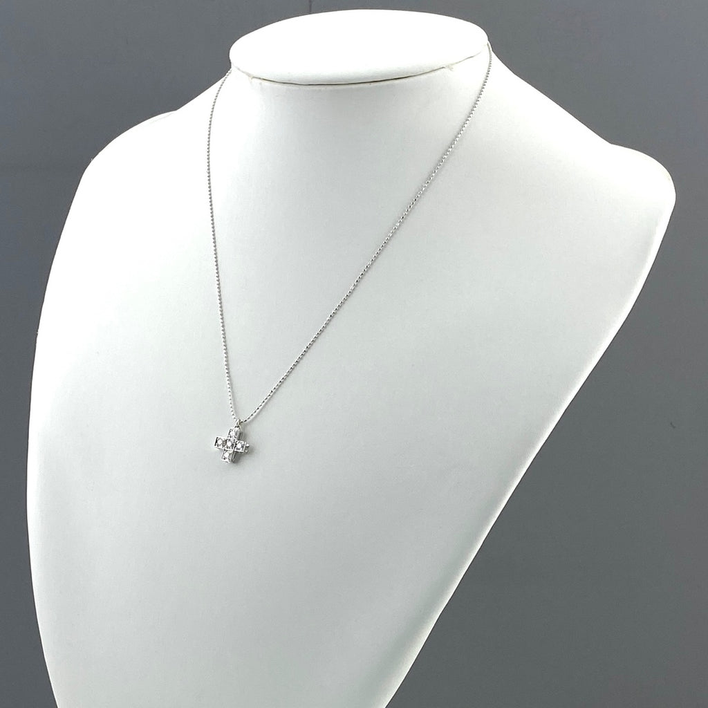 クロスモチーフ デザインネックレス WG ホワイトゴールド ペンダント メレダイヤ ネックレス K18 WG 750 レディース 【中古】nbjwl