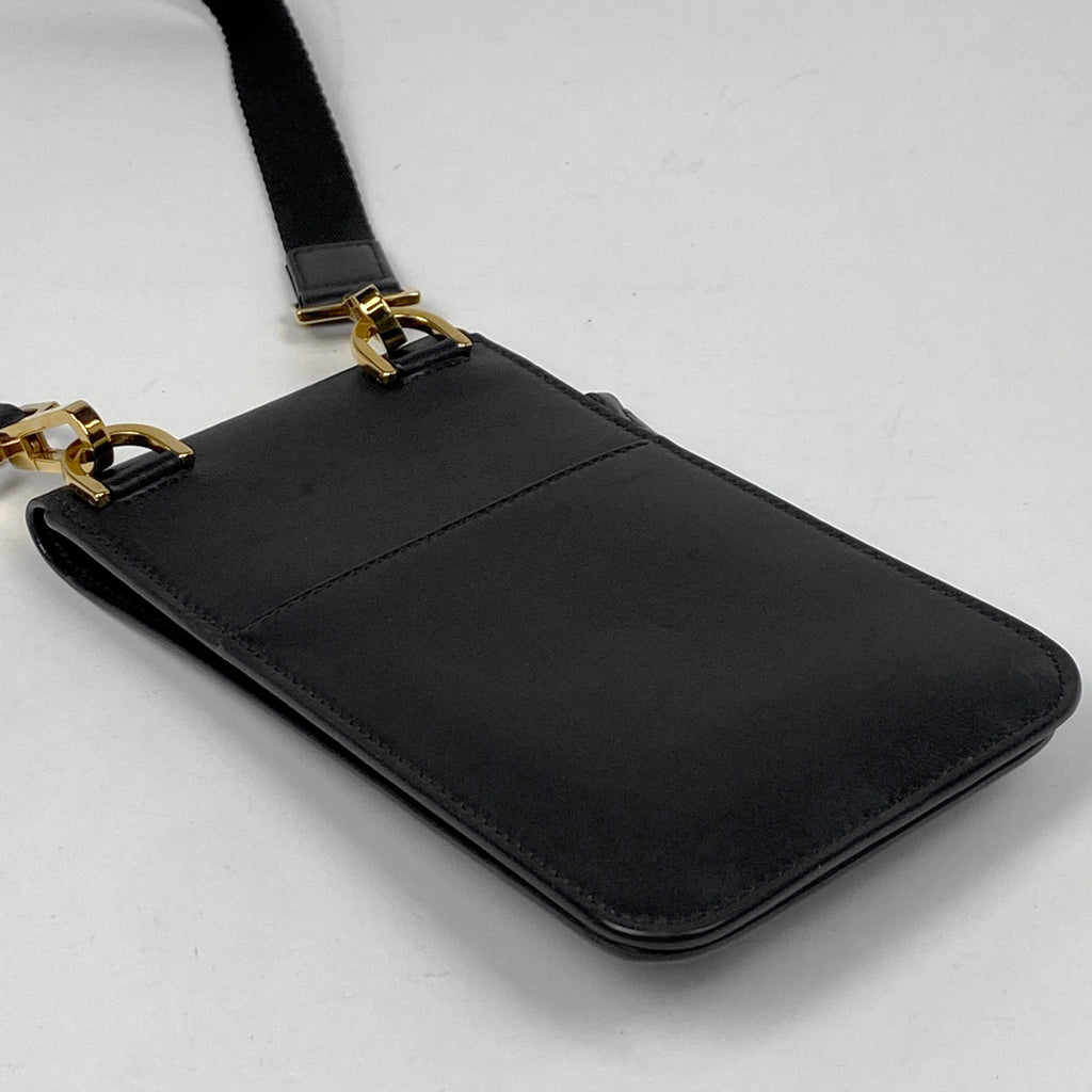 【最終値引き】 ヴェルサーチ ラ メデューサ スマートフォンケース 財布 スマホケース ショルダーバッグ レザー ブラック DP88555 レディース 【中古】brbag