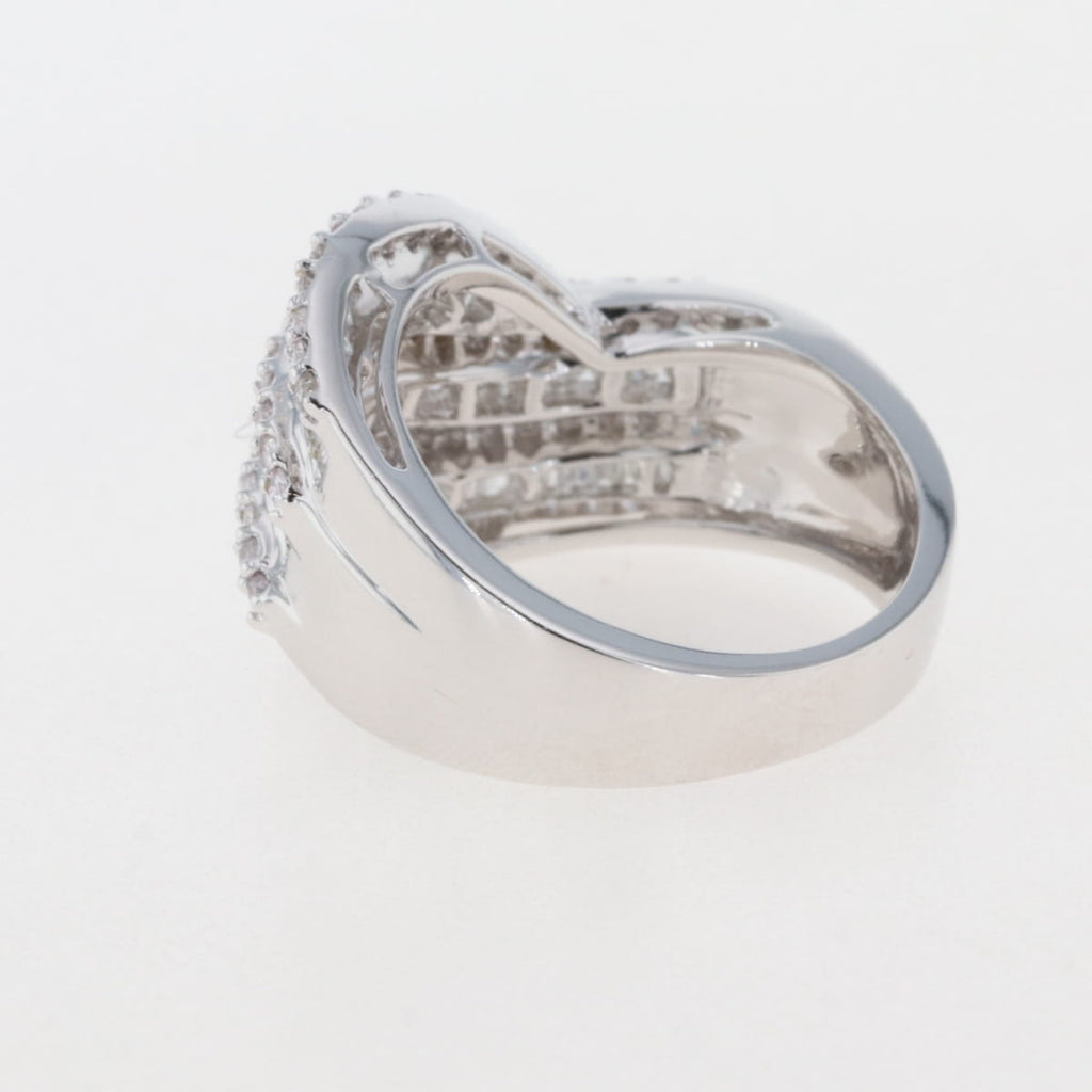 メレダイヤ デザインリング ホワイトゴールド 指輪 リング 13号 K18 WG ダイヤモンド レディース 【中古】 
 ラッピング可