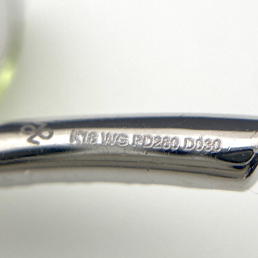 ペリドット ペンダントトップ WG ホワイトゴールド メレダイヤ ペンダントトップ K18 WG ペリドット レディース 【中古】nbjwl
