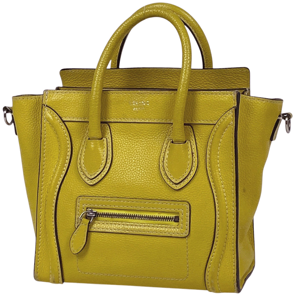 セリーヌ ラゲージ ナノショッパー 2WAY ショルダーバッグ ハンドバッグ レザー イエロー レディース 【中古】 brbag