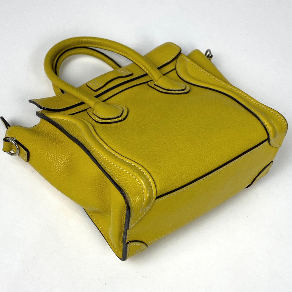 セリーヌ ラゲージ ナノショッパー 2WAY ショルダーバッグ ハンドバッグ レザー イエロー レディース 【中古】 brbag