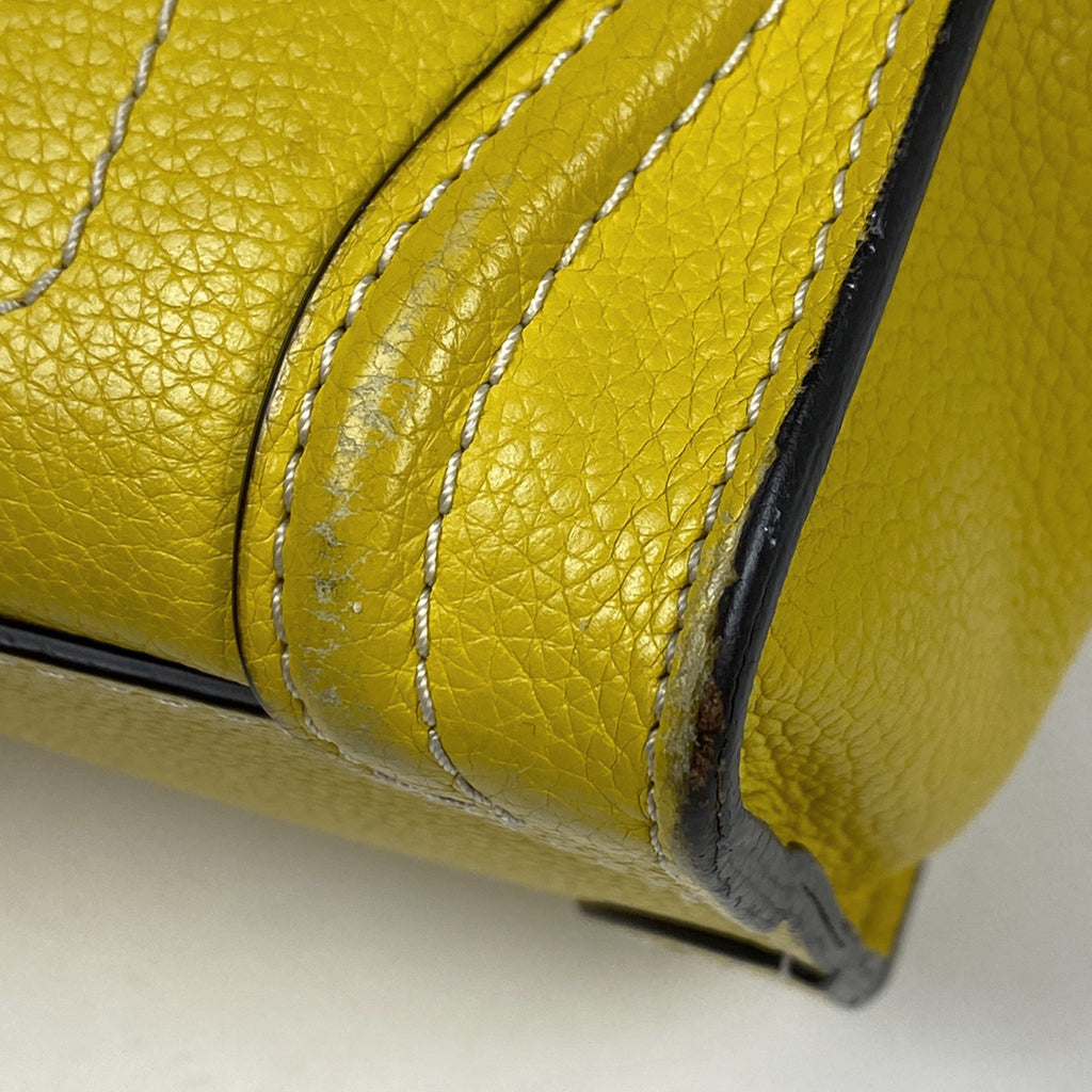 セリーヌ ラゲージ ナノショッパー 2WAY ショルダーバッグ ハンドバッグ レザー イエロー レディース 【中古】 brbag