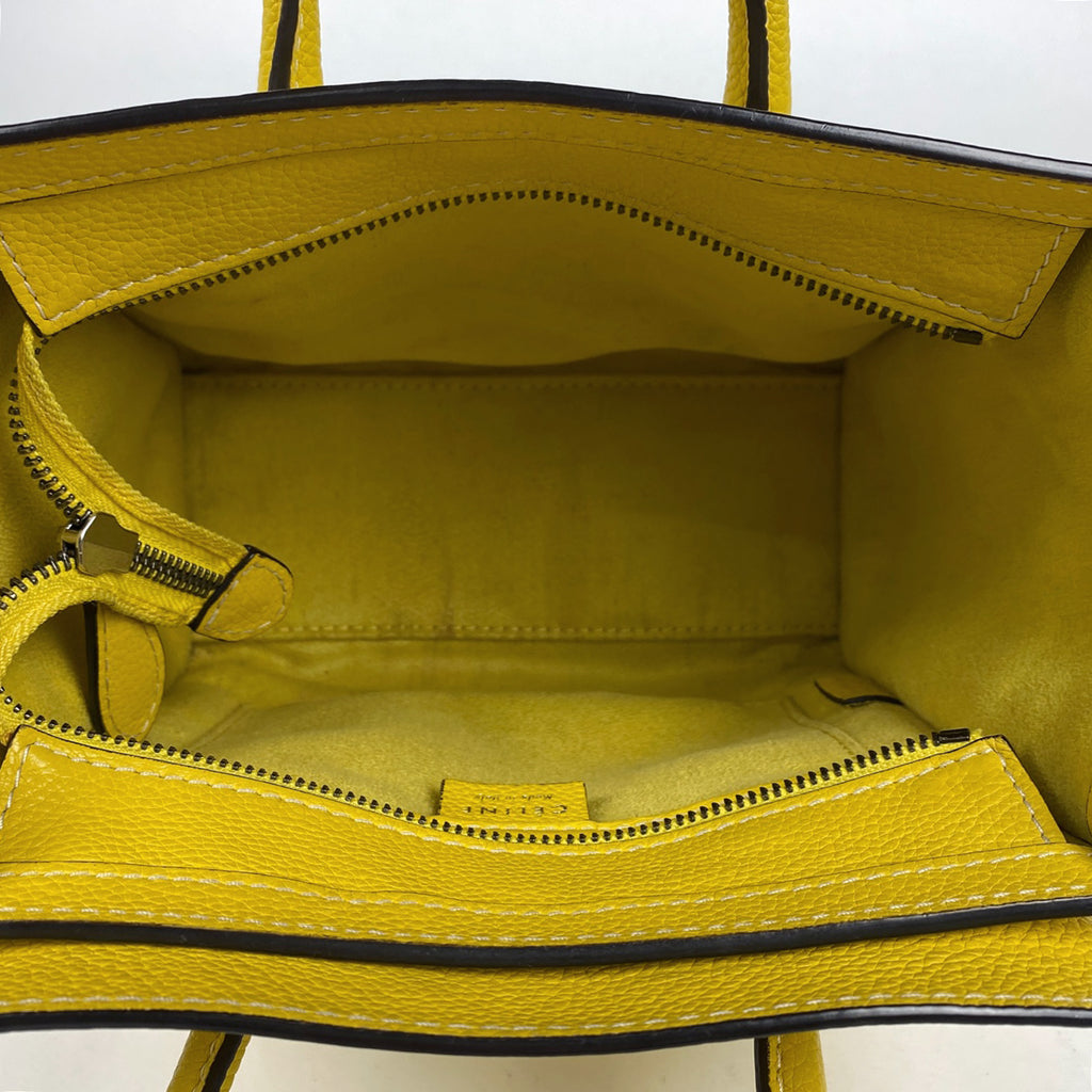 セリーヌ ラゲージ ナノショッパー 2WAY ショルダーバッグ ハンドバッグ レザー イエロー レディース 【中古】 brbag
