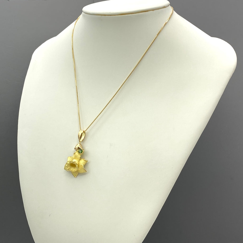 池田啓子 ikeda keiko フラワーモチーフ デザインネックレス YG イエローゴールド ペンダント 花 ネックレス 750 色石 レディース 【中古】brjwl