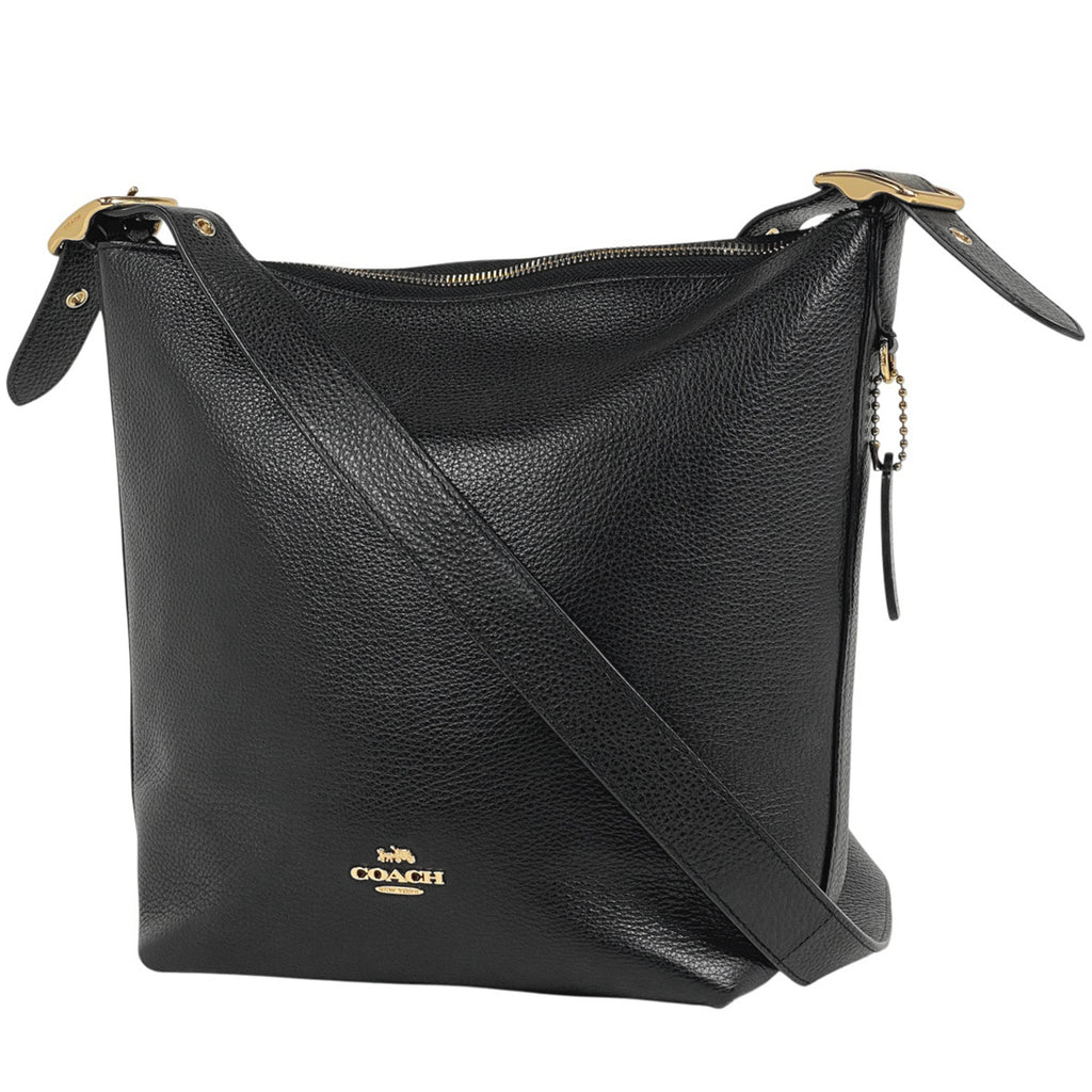 コーチ ヴァル ダッフル ショルダーバッグ ロゴ ショルダーバッグ レザー ブラック C2818 レディース 【中古】brbag