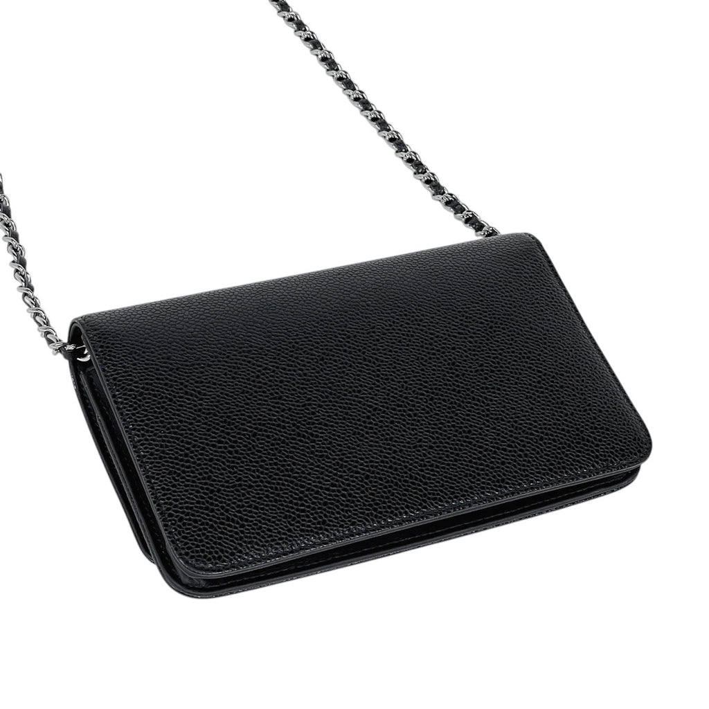 シャネル ココマーク チェーン ウォレット 財布 ショルダーバッグ キャビアスキン ブラック レディース 【中古】brbag