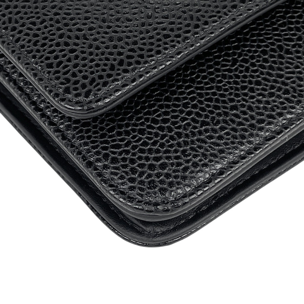 シャネル ココマーク チェーン ウォレット 財布 ショルダーバッグ キャビアスキン ブラック レディース 【中古】brbag