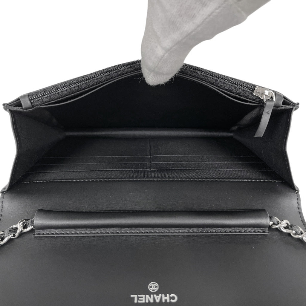 シャネル ココマーク チェーン ウォレット 財布 ショルダーバッグ キャビアスキン ブラック レディース 【中古】brbag