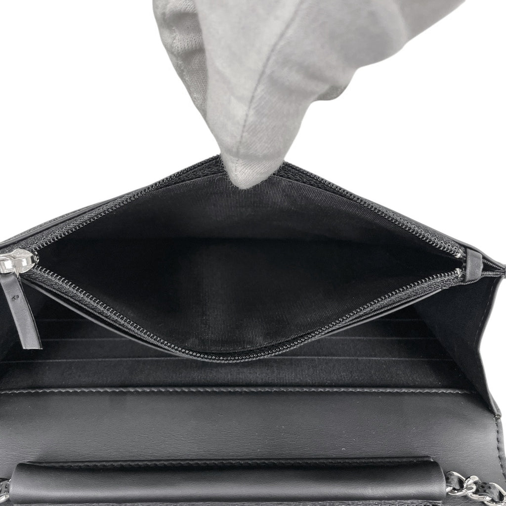 シャネル ココマーク チェーン ウォレット 財布 ショルダーバッグ キャビアスキン ブラック レディース 【中古】brbag