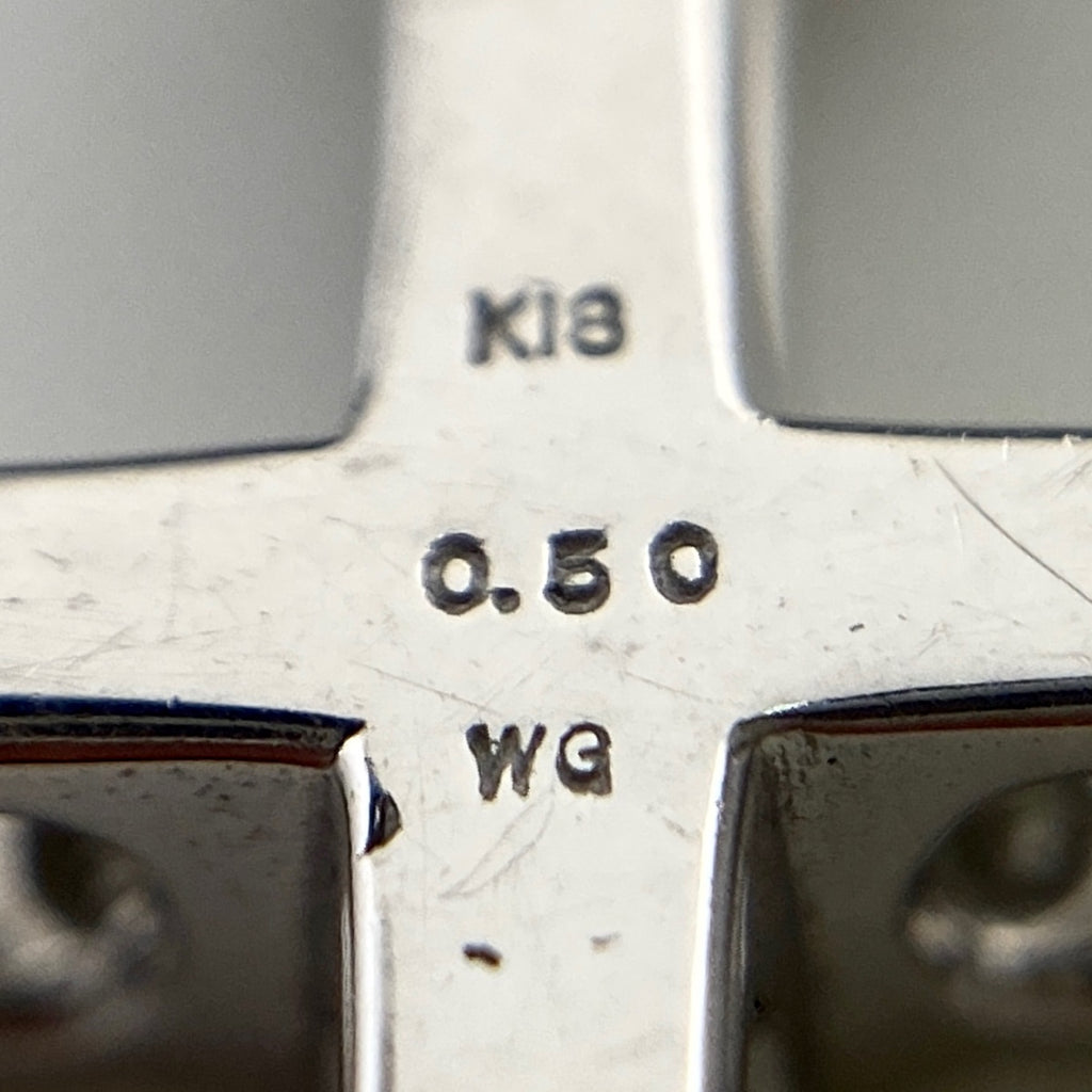 【在庫一掃】 クロスモチーフ ネックレス WG ホワイトゴールド ペンダント メレダイヤ 十字架 ネックレス K18 WG ダイヤモンド レディース 【中古】nbjwl