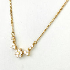 フラワーモチーフ デザインネックレス YG イエローゴールド ペンダント メレダイヤ 花 ネックレス K18 ダイヤモンド レディース 【中古】 nbjwl
