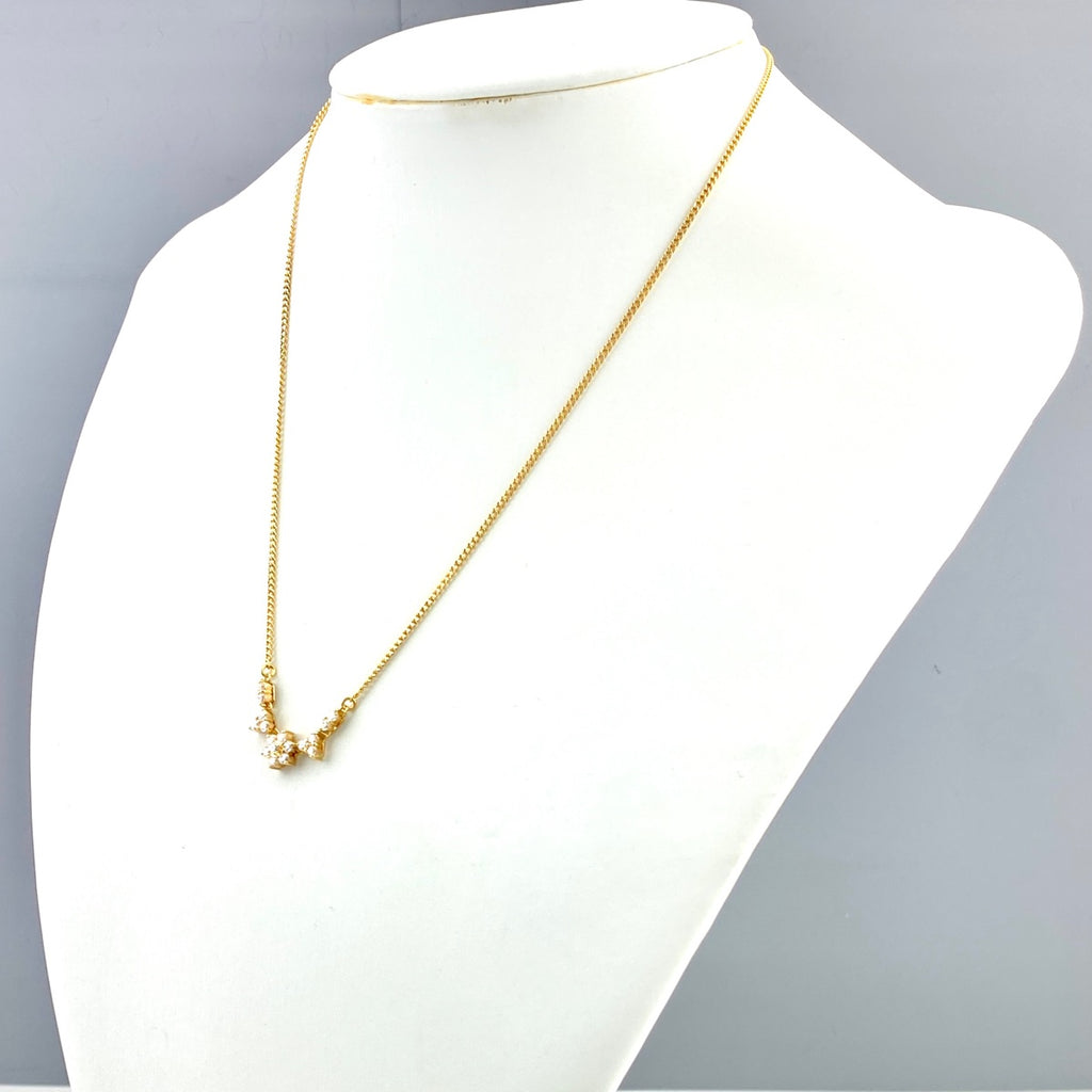 フラワーモチーフ デザインネックレス YG イエローゴールド ペンダント メレダイヤ 花 ネックレス K18 ダイヤモンド レディース 【中古】 nbjwl