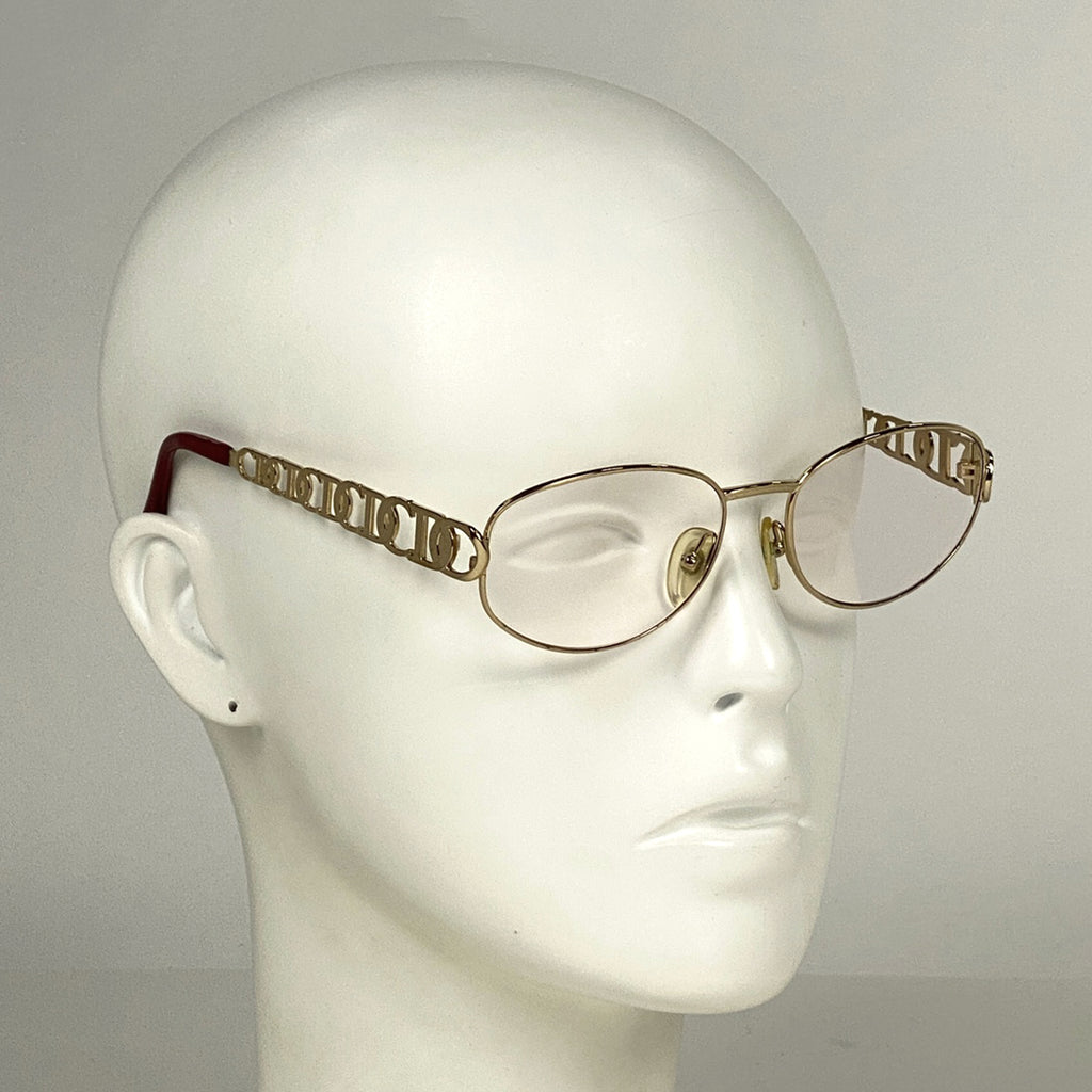 クリスチャンディオール ロゴ メガネ アイウェア 眼鏡 GP プラスチック ゴールド レディース 【中古】 
 ラッピング可