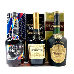 3本 ヘネシー Hennessy ベリー スペシャル ナポレオン ブラスドール 金ラベル コニャック 700ml ブランデー セット 【古酒】