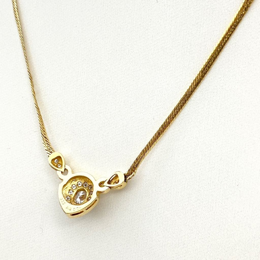ダイヤモンド デザインネックレス YG イエローゴールド ペンダント メレダイヤ ネックレス K18 750 ダイヤモンド レディース 【中古】nbjwl