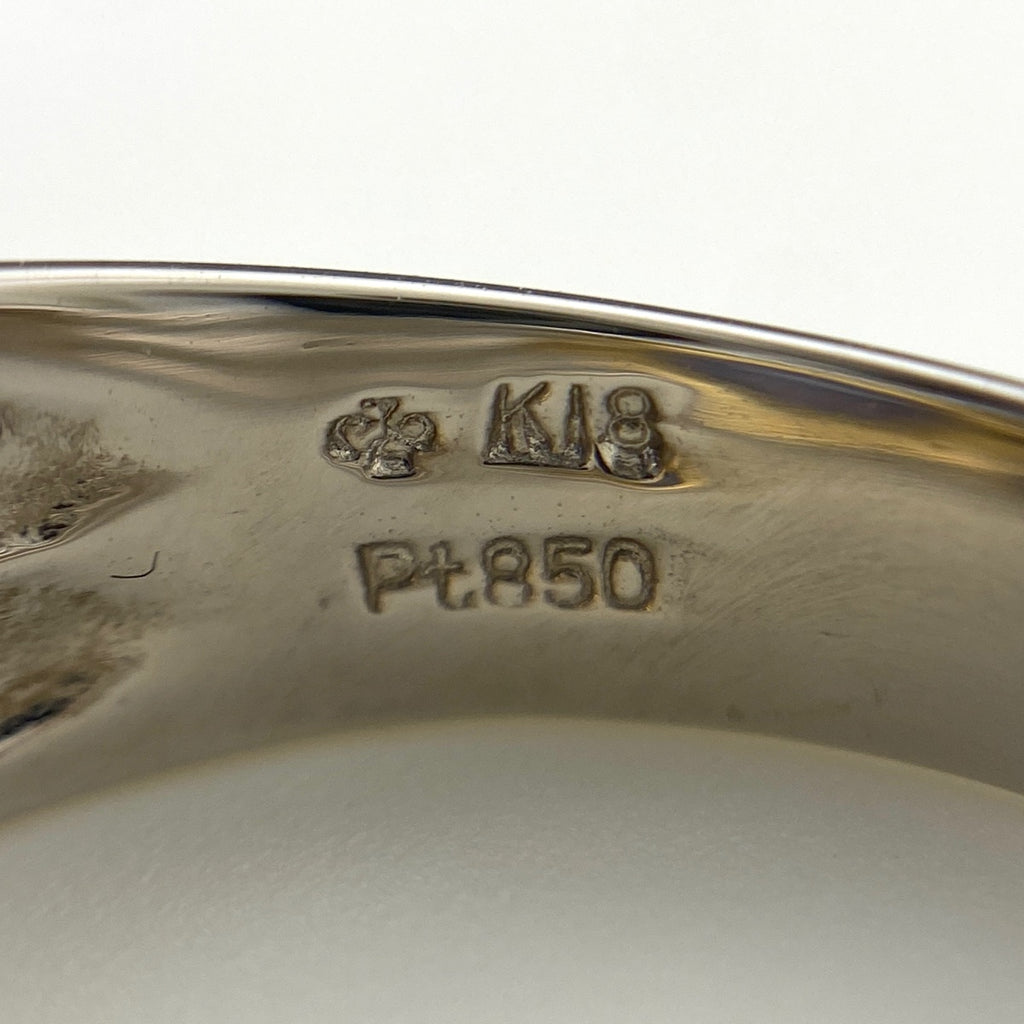 サファイア デザインリング プラチナ YG イエローゴールド 指輪 メレダイヤ リング 10.5号 Pt850 K18 サファイア レディース 【中古】nbjwl