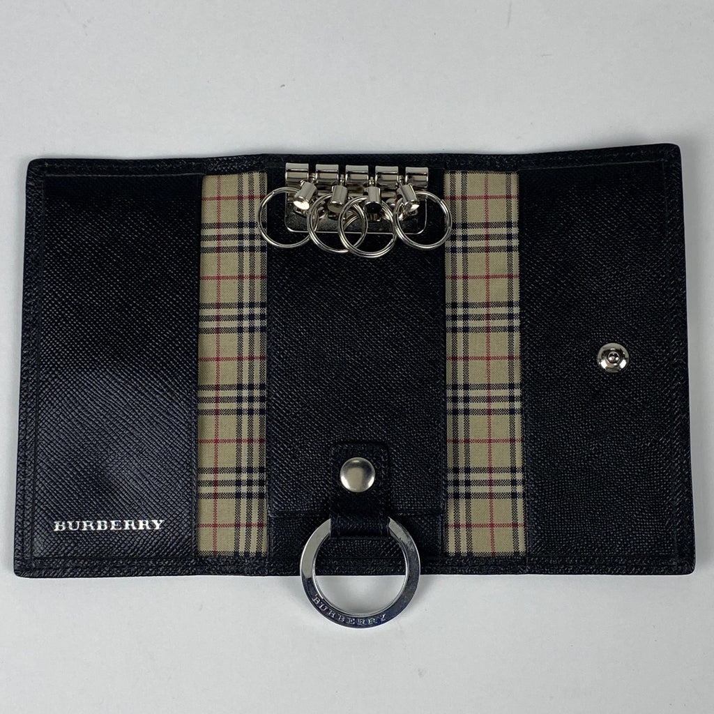 BURBERRY バーバリー チェーンキーフック付４連ブラック×ノバチェック 