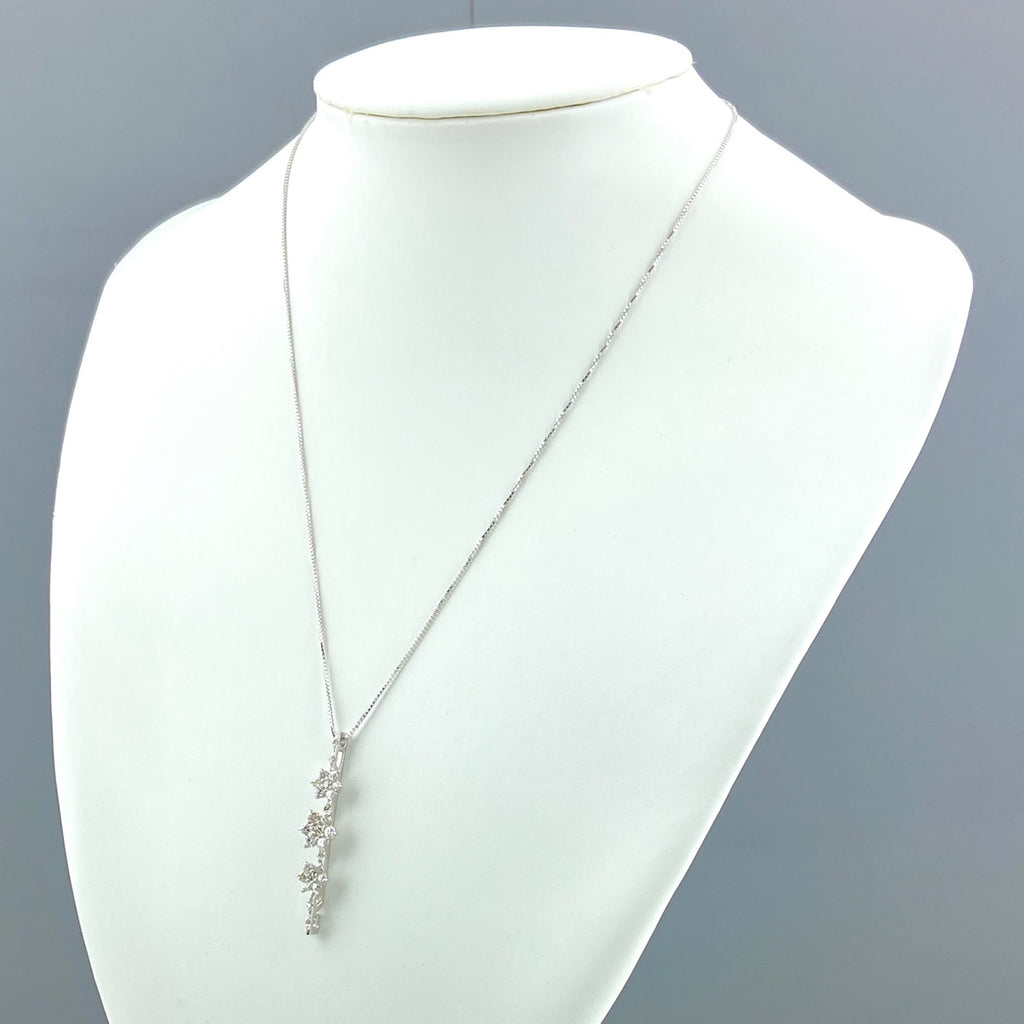フラワーモチーフ デザインネックレス WG ホワイトゴールド ペンダント メレダイヤ 花 ネックレス K18 WG ダイヤモンド レディース 【中古】nbjwl