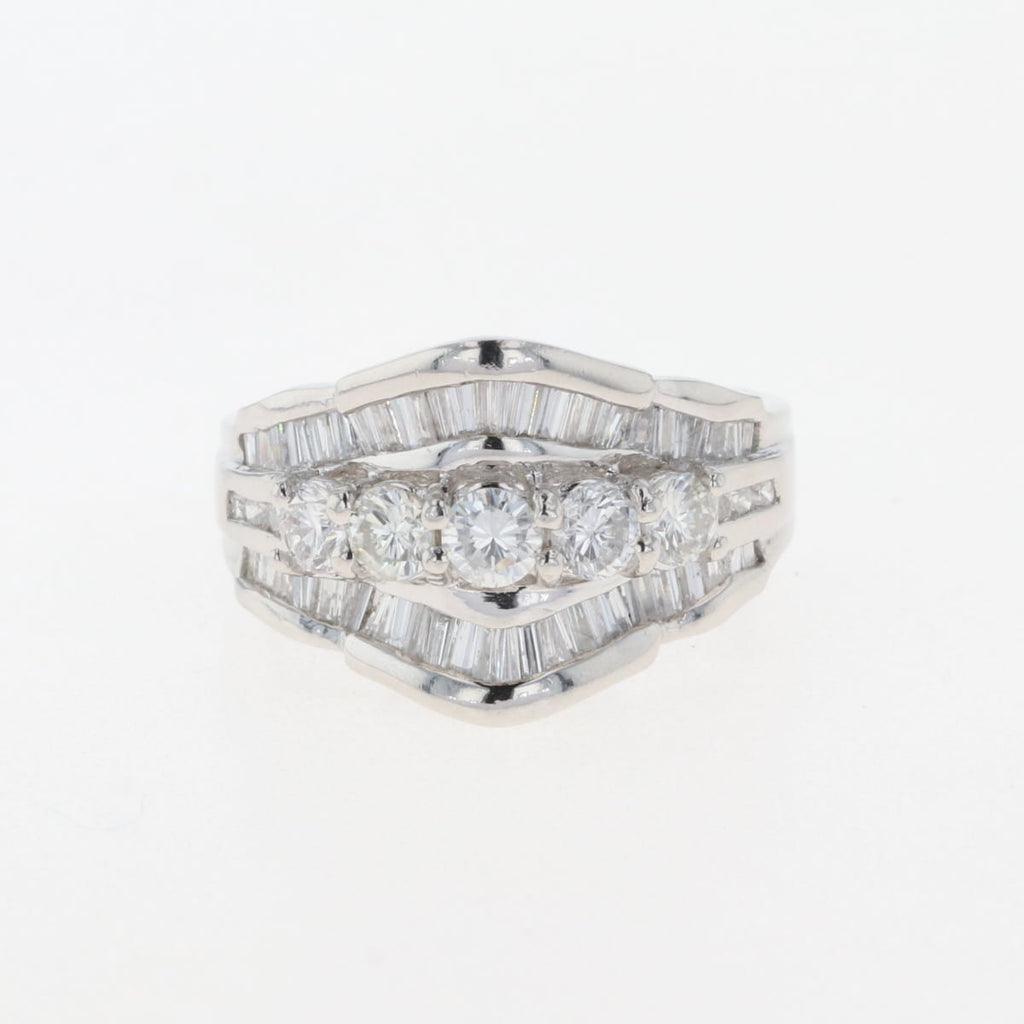【在庫一掃】 メレダイヤ デザインリング プラチナ 指輪 リング 13.5号 Pt900 ダイヤモンド レディース 【中古】nbjwl