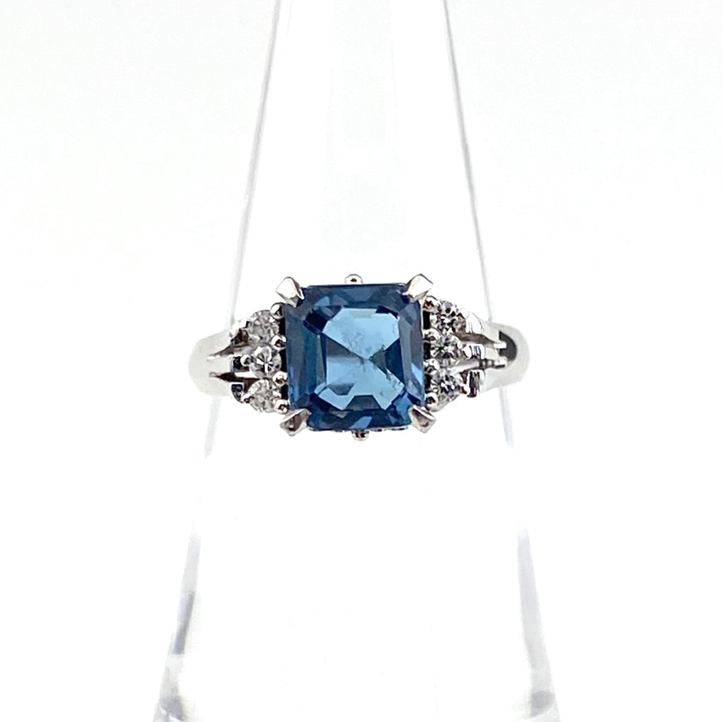 アクアマリン デザインリング プラチナ 指輪 メレダイヤ リング 12号 Pt900 アクアマリン ダイヤモンド レディース 【中古】nbjwl