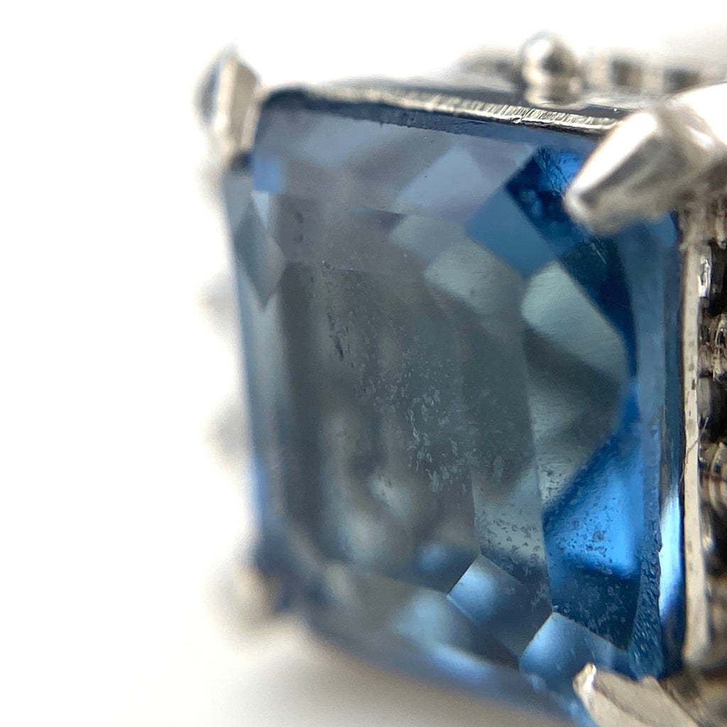 アクアマリン デザインリング プラチナ 指輪 メレダイヤ リング 12号 Pt900 アクアマリン ダイヤモンド レディース 【中古】nbjwl